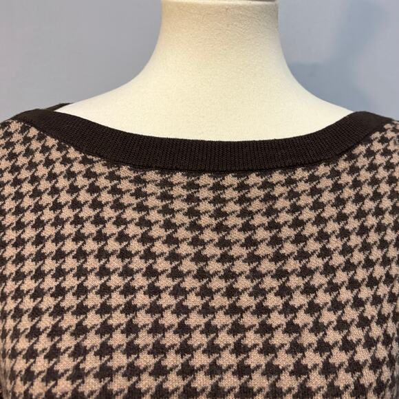 Talbots 100% Merino Wool Houndstooth Boat Neck Sweater 3/4 Sleeve, Size S Petite - Picture 2 of 7